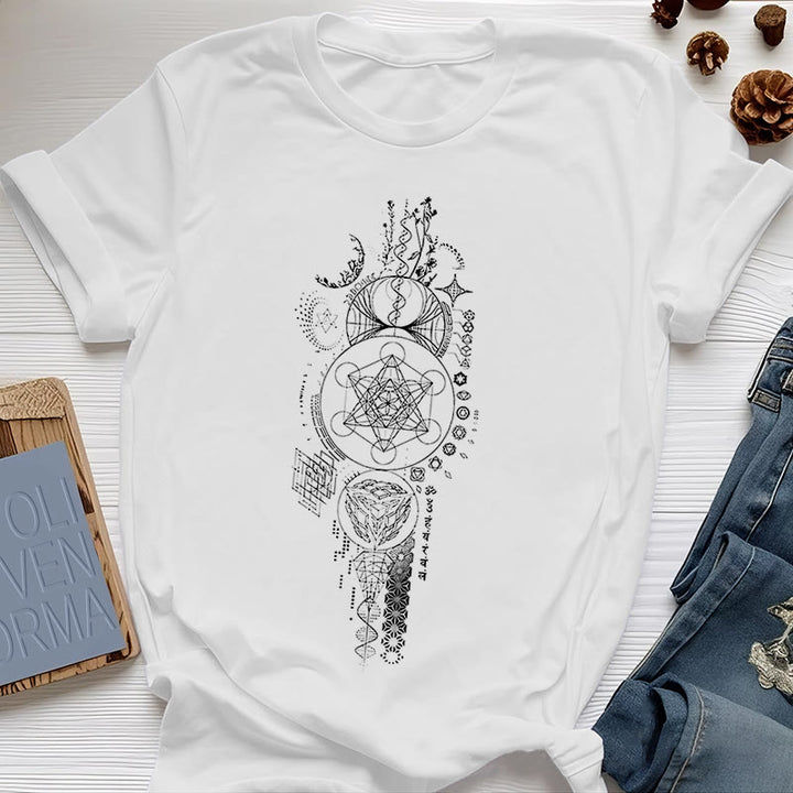 T-shirt Olivenorma Fleur de Vie Géométrie Sacrée - Blanc - 2XL - image 5