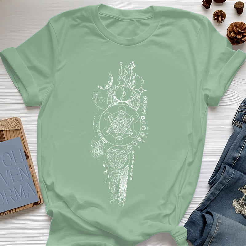 T-shirt Olivenorma Fleur de Vie Géométrie Sacrée - Vert clair - 2XL - image 17