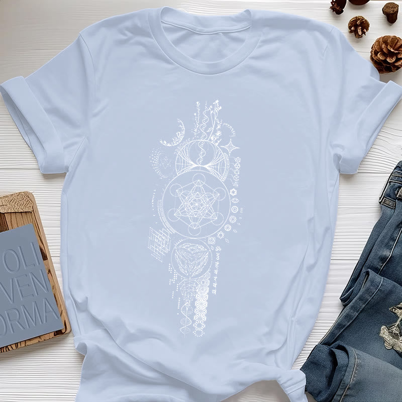 T-shirt Olivenorma Fleur de Vie Géométrie Sacrée - Bleu - 2XL - image 11