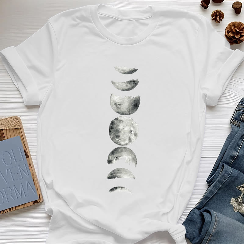 T-shirt de méditation Olivenorma sur les phases de la lune - Blanc - 2XL - image 0