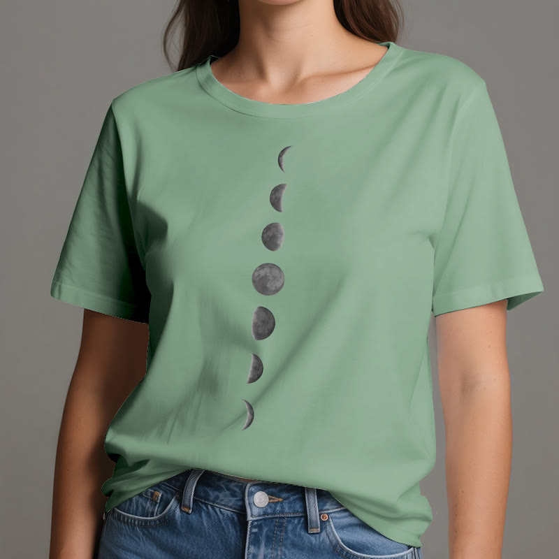 T-shirt de méditation et de yoga Olivenorma avec imprimé phases de la lune - Vert clair - 2XL - image 18