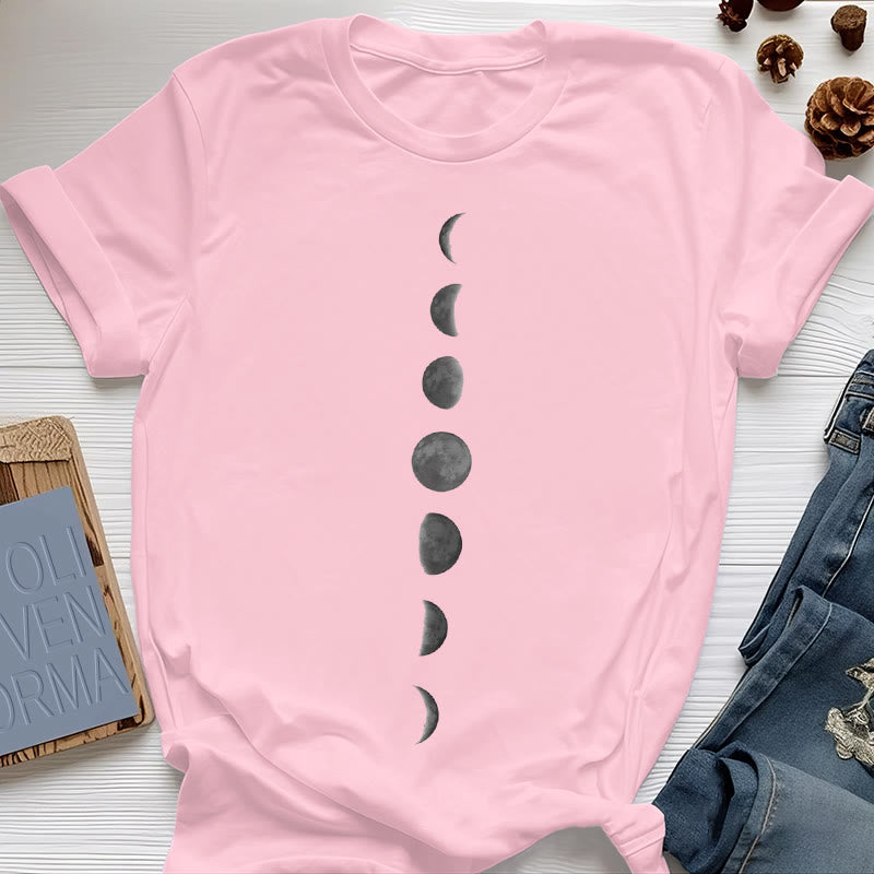 T-shirt de méditation et de yoga Olivenorma avec imprimé phases de la lune - Rose - 2XL - image 13
