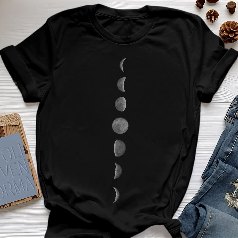 T-shirt de méditation et de yoga Olivenorma avec imprimé phases de la lune - Noir - 2XL - image 5
