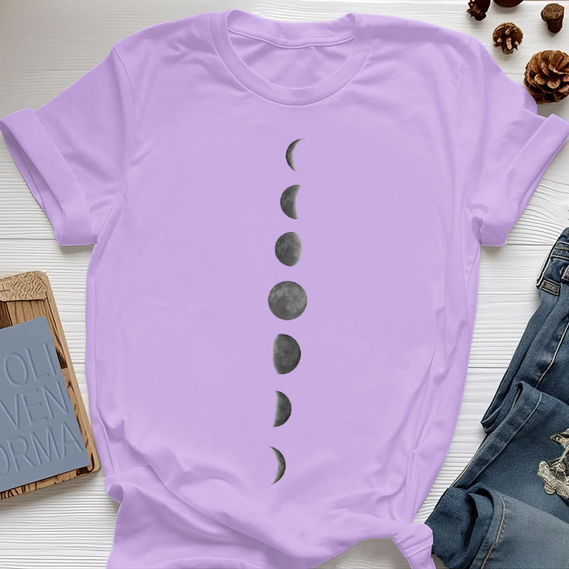 T-shirt de méditation et de yoga Olivenorma avec imprimé phases de la lune