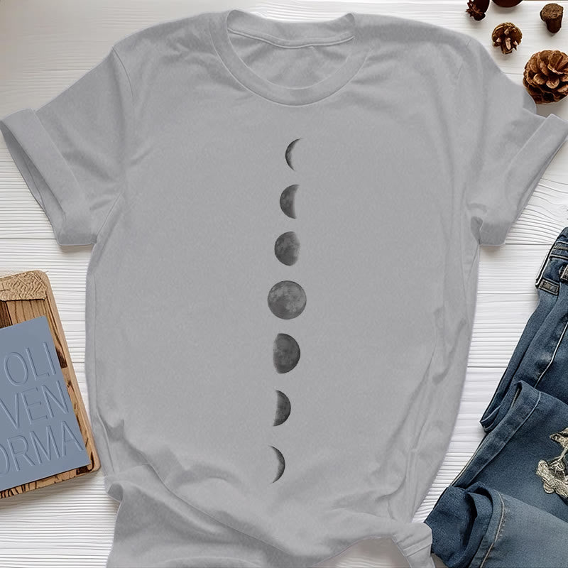 T-shirt de méditation et de yoga Olivenorma avec imprimé phases de la lune - Gris - 2XL - image 7