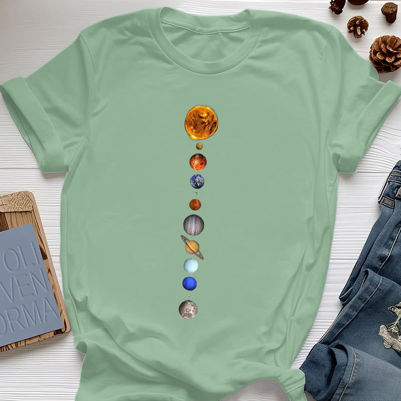 T-shirt imprimé Olivenorma - Système solaire et galaxies - Vert clair - 2XL - image 17