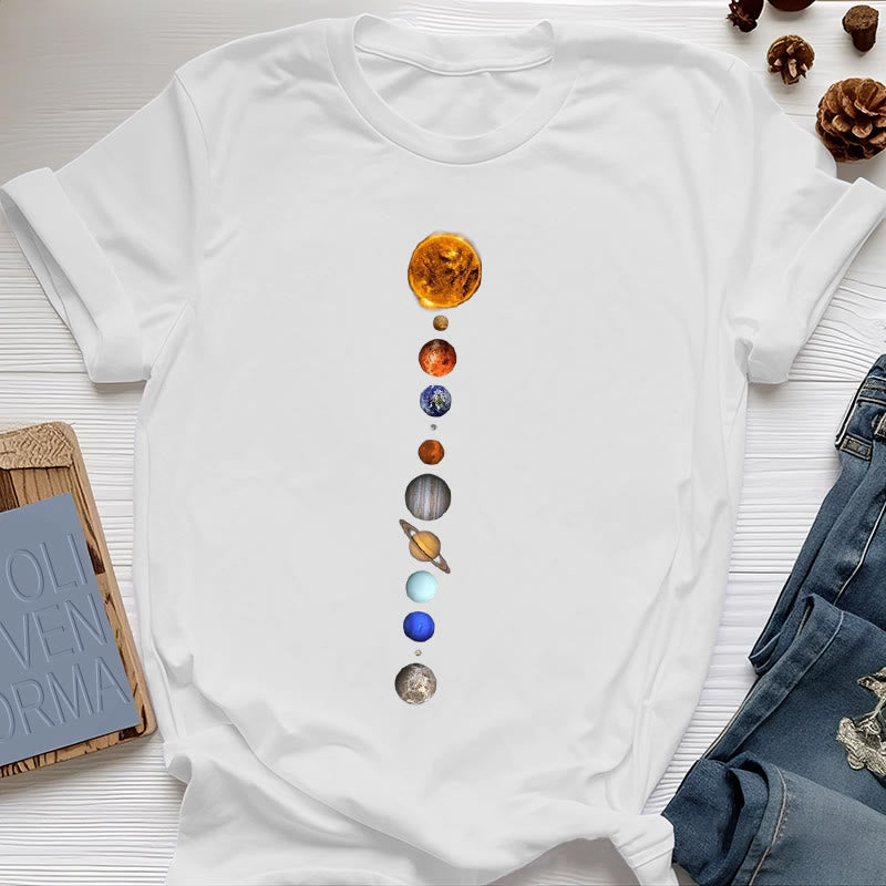 T-shirt imprimé Olivenorma - Système solaire et galaxies - Blanc - 2XL - image 5