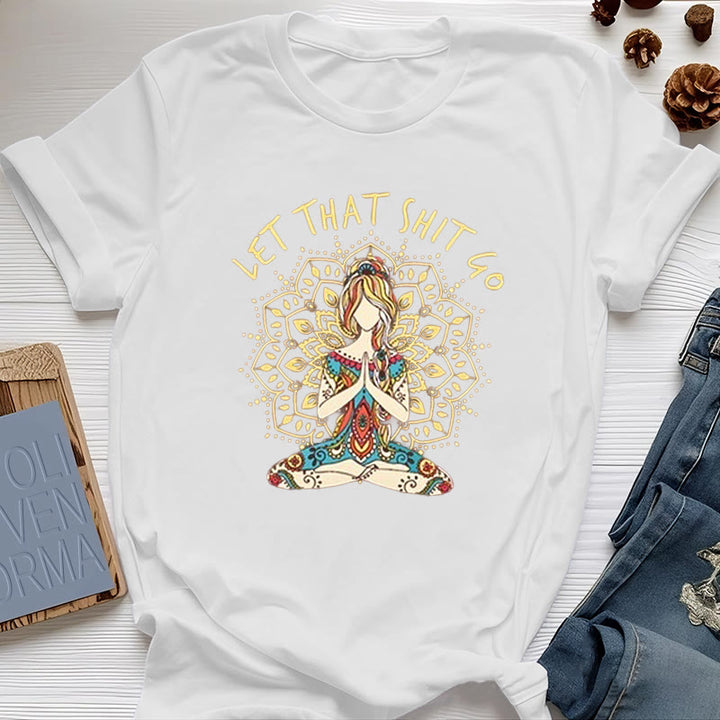 T-shirt Olivenorma « Laisse tomber » pour la méditation et le yoga assis - Blanc - 2XL - image 5