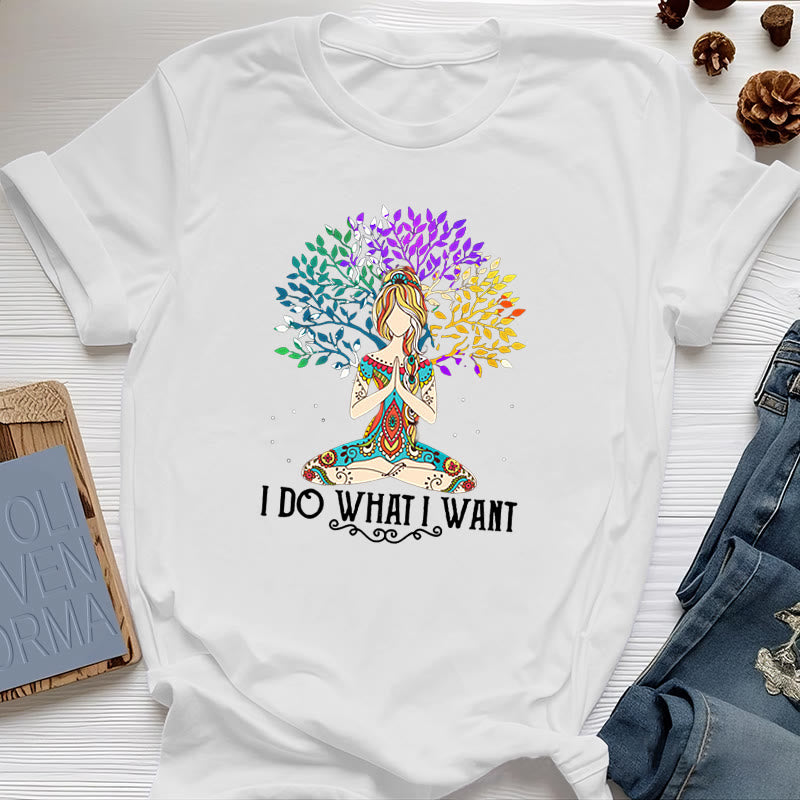 T-shirt de méditation et de yoga Olivenorma « Je fais ce que je veux » - Blanc - 2XL - image 6