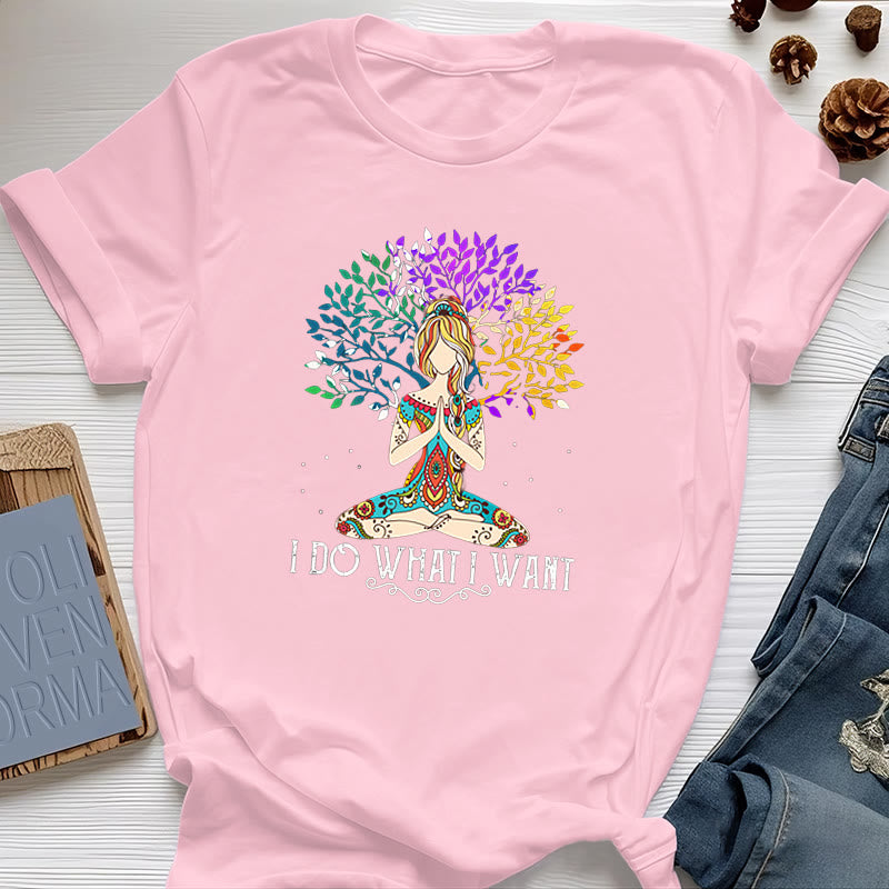 T-shirt de méditation et de yoga Olivenorma « Je fais ce que je veux » - Rose - 2XL - image 14