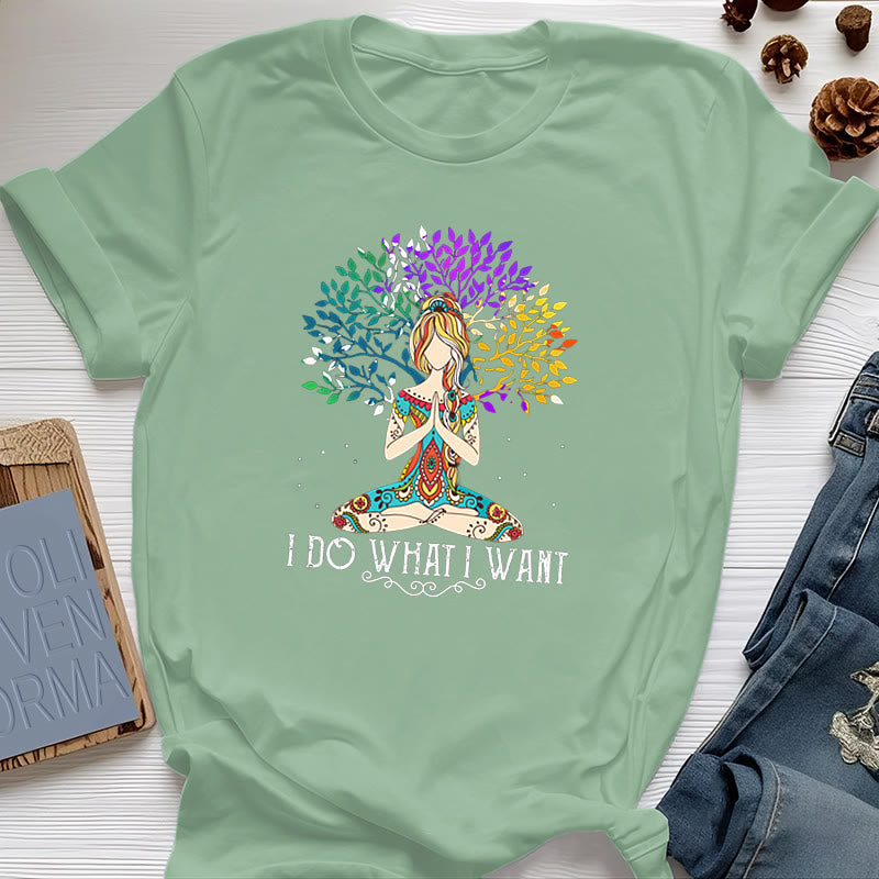T-shirt de méditation et de yoga Olivenorma « Je fais ce que je veux » - Vert clair - 2XL - image 18