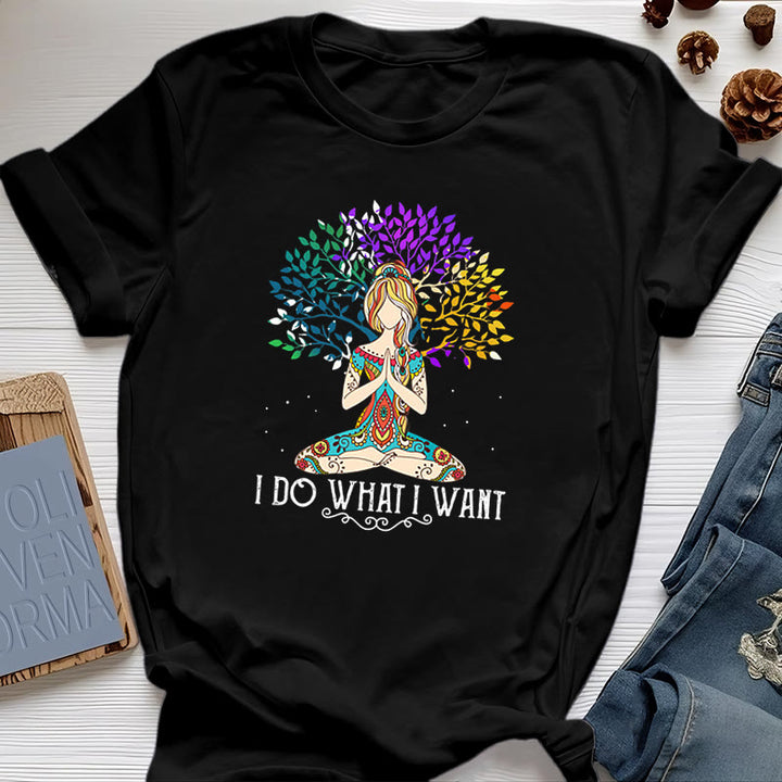 T-shirt de méditation et de yoga Olivenorma « Je fais ce que je veux » - Noir - 2XL - image 0