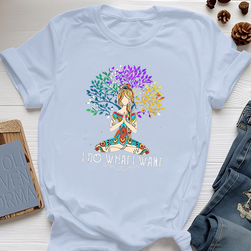 T-shirt de méditation et de yoga Olivenorma « Je fais ce que je veux » - Bleu - 2XL - image 12