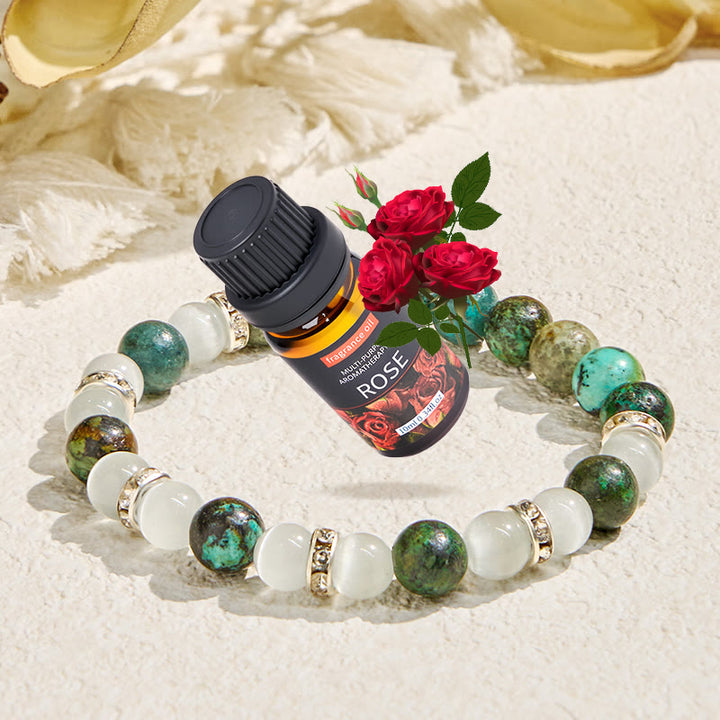 Bracelet Olivenorma « Serenite Flow » en turquoise africaine, apaisant et purifiant - Bracelet + Huile Essentielle de Rose - image 1