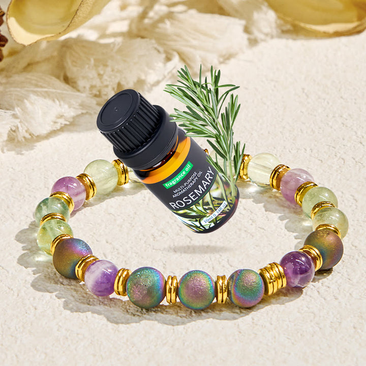 Bracelet d'huiles essentielles purifiantes en fluorite Olivenorma « Auralith Harmony » - Bracelet + Huile essentielle de romarin - image 1