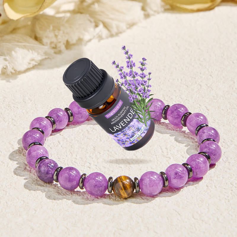 Bracelet Olivenorma « Soul Guardian » en améthyste et huile essentielle de courage - Bracelet + Huile Essentielle de Lavande - image 1