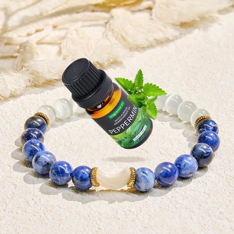 Bracelet d'huiles essentielles Croissant Équilibre des émotions Olivenorma « Lune et Marée » - Bracelet + Huile essentielle de menthe poivrée - image 1