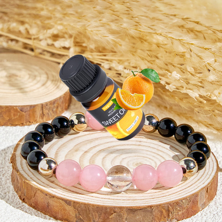 Bracelet Olivenorma « Rosé & Nuit » Amour & Protection aux huiles essentielles - Bracelet + Huile essentielle d'orange douce - image 1
