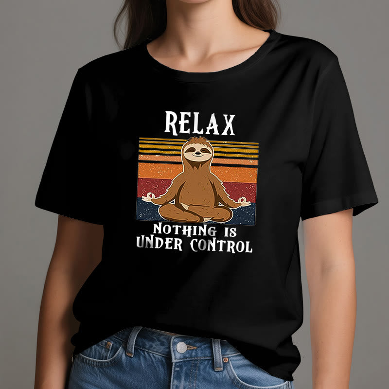 T-shirt rétro en coton Olivenorma , motif paresseux décontracté