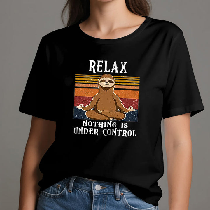 T-shirt rétro en coton Olivenorma , motif paresseux décontracté