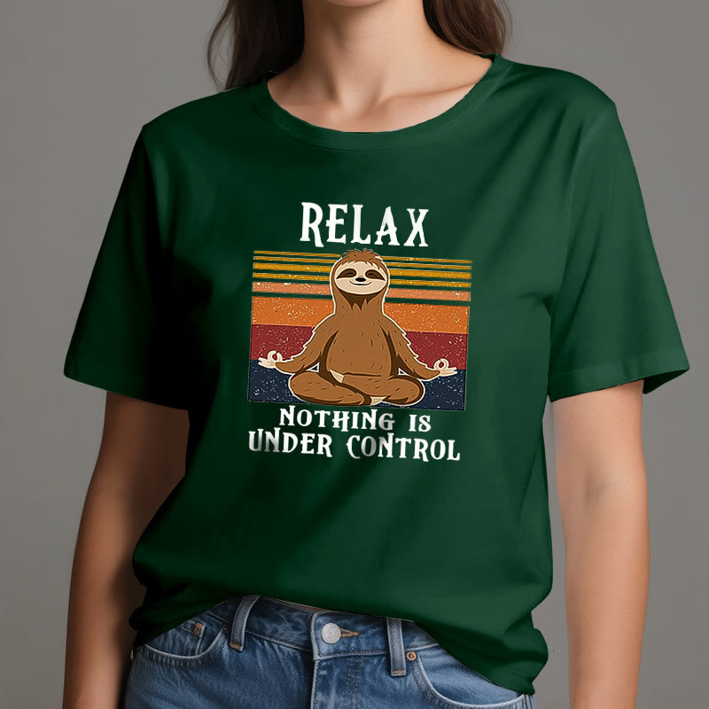T-shirt rétro en coton Olivenorma , motif paresseux décontracté