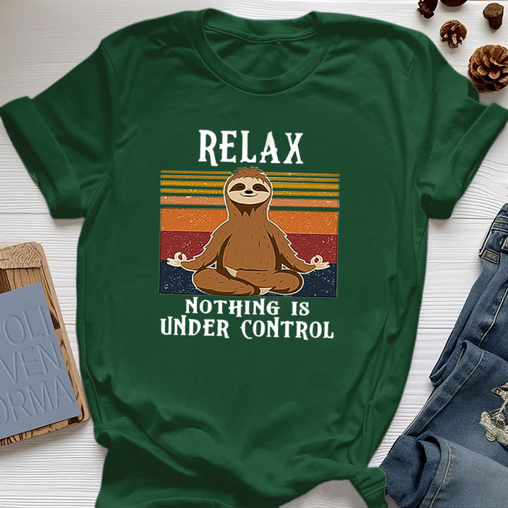 T-shirt rétro en coton Olivenorma , motif paresseux décontracté