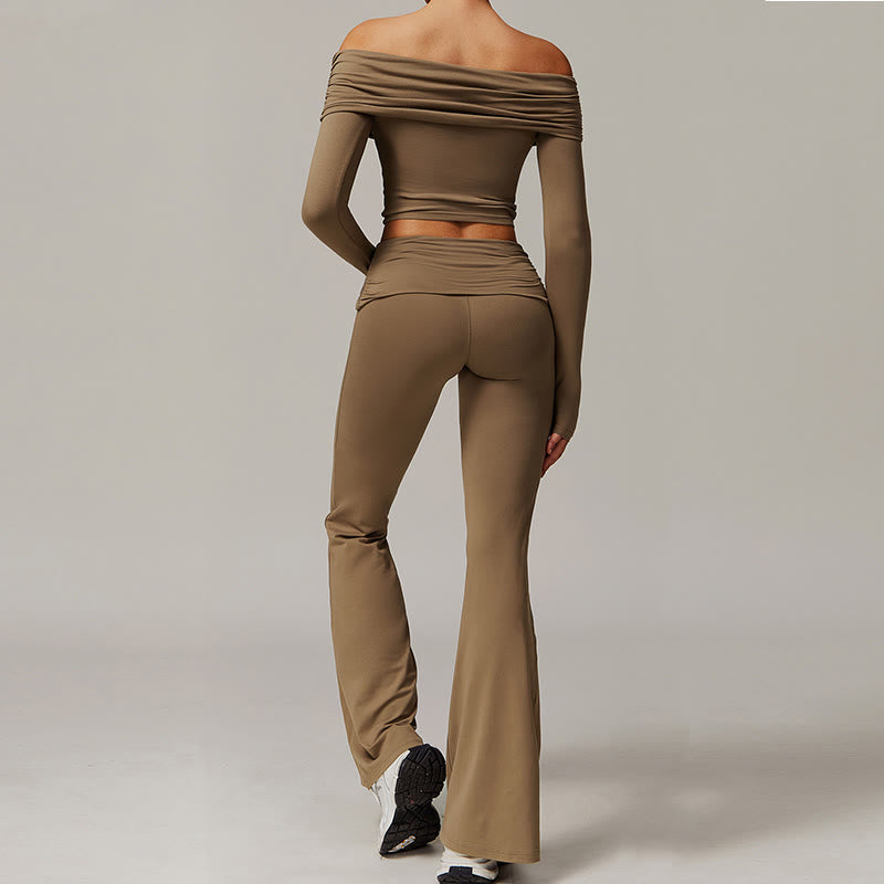 Pantalon d'entraînement évasé taille haute Olivenorma