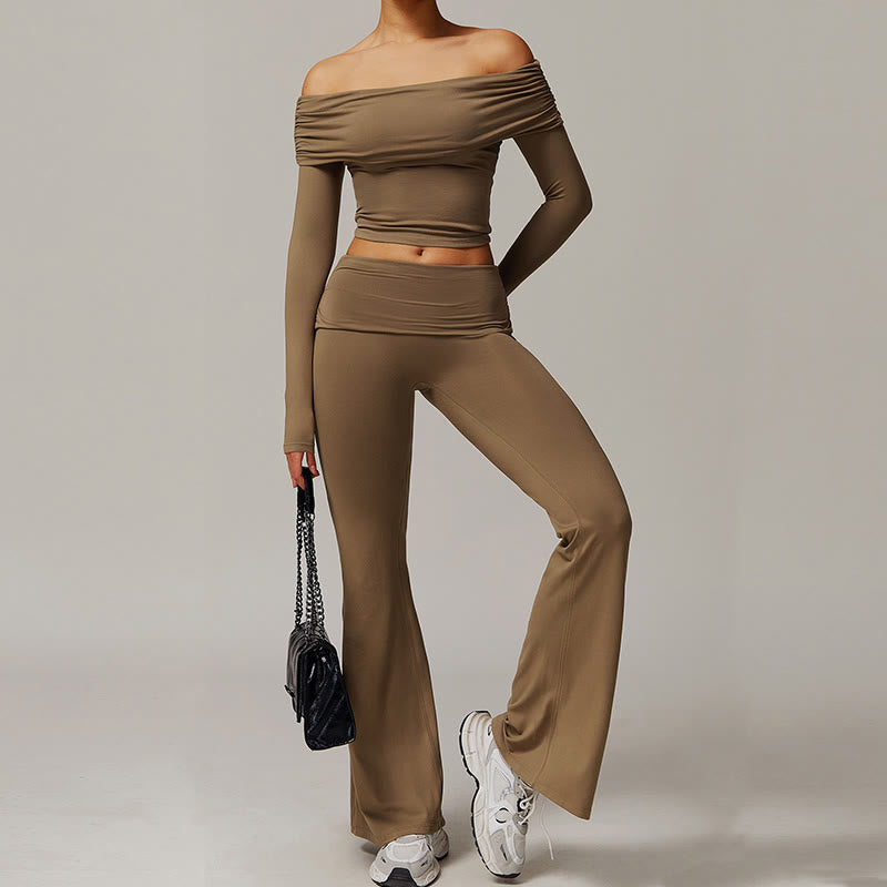 Pantalon d'entraînement évasé taille haute Olivenorma