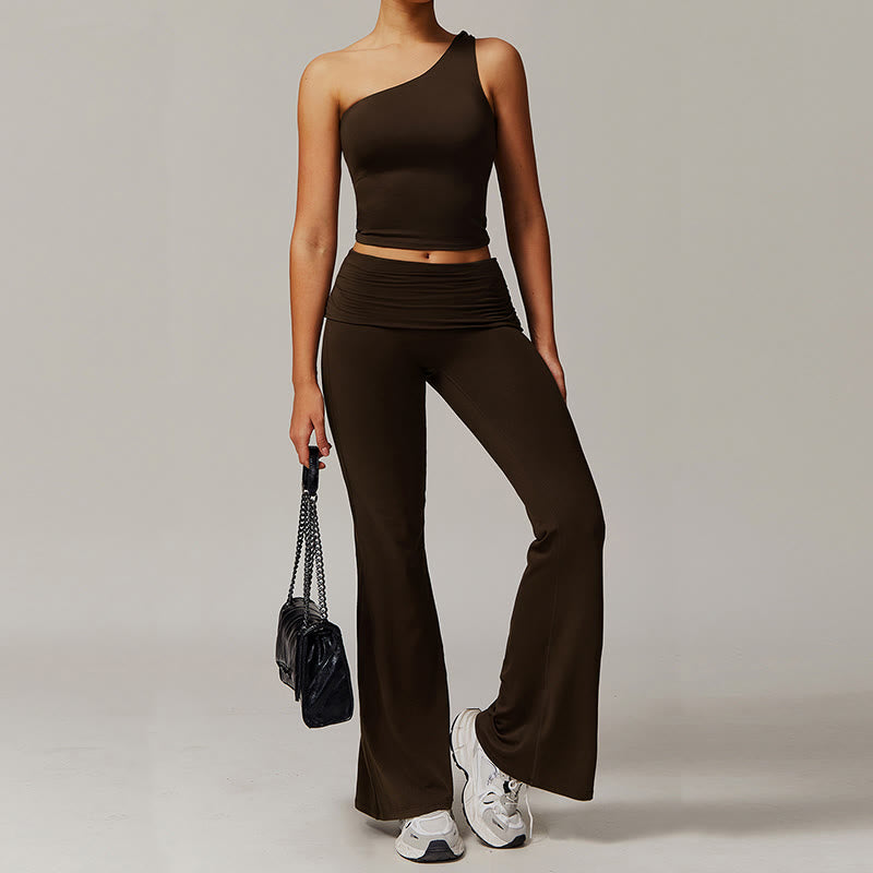 Pantalon d'entraînement évasé taille haute Olivenorma