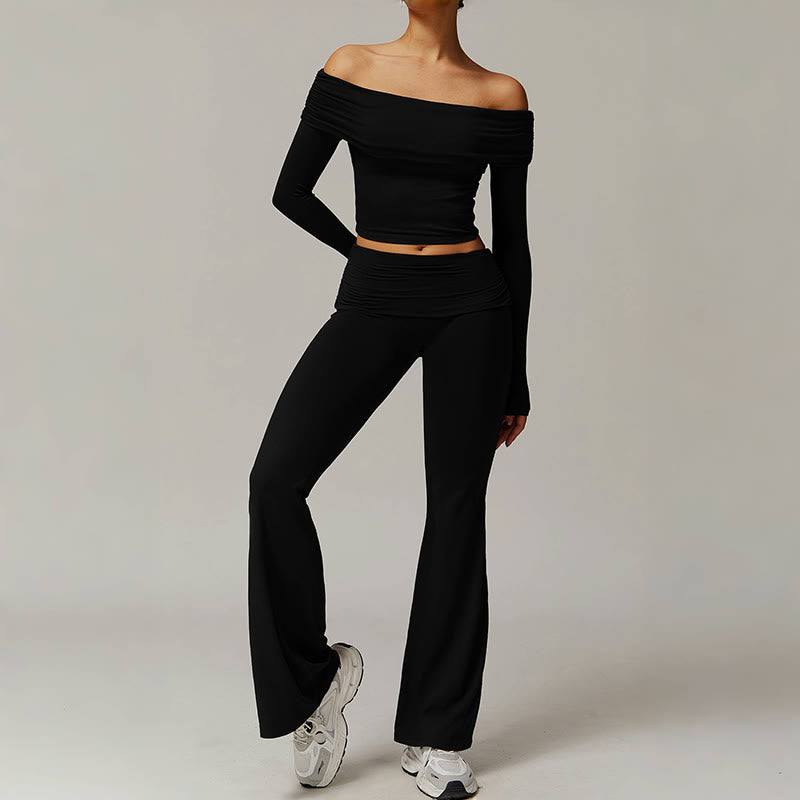 Pantalon d'entraînement évasé taille haute Olivenorma