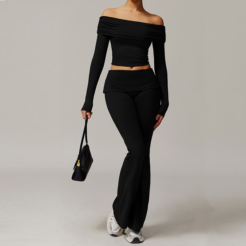 Pantalon d'entraînement évasé taille haute Olivenorma
