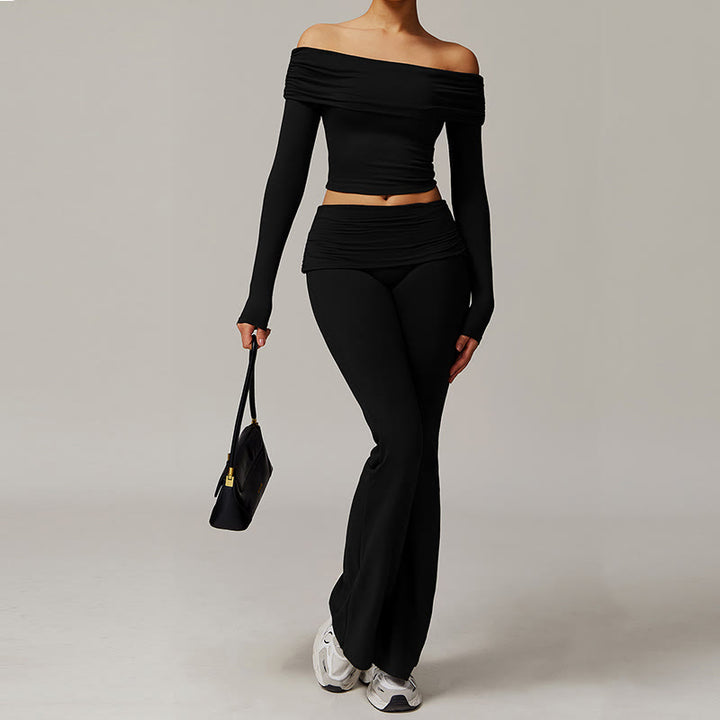 Pantalon d'entraînement évasé taille haute Olivenorma