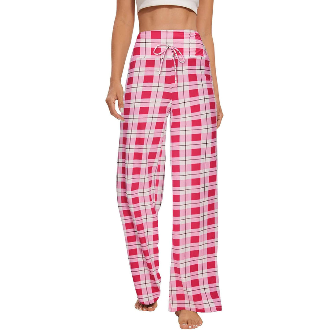 Pantalon de pyjama Olivenorma pour femme, doux et confortable - Carreaux roses et blancs - XXL - image 16