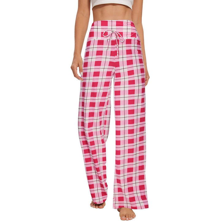 Pantalon de pyjama Olivenorma pour femme, doux et confortable - Carreaux roses et blancs - XXL - image 16