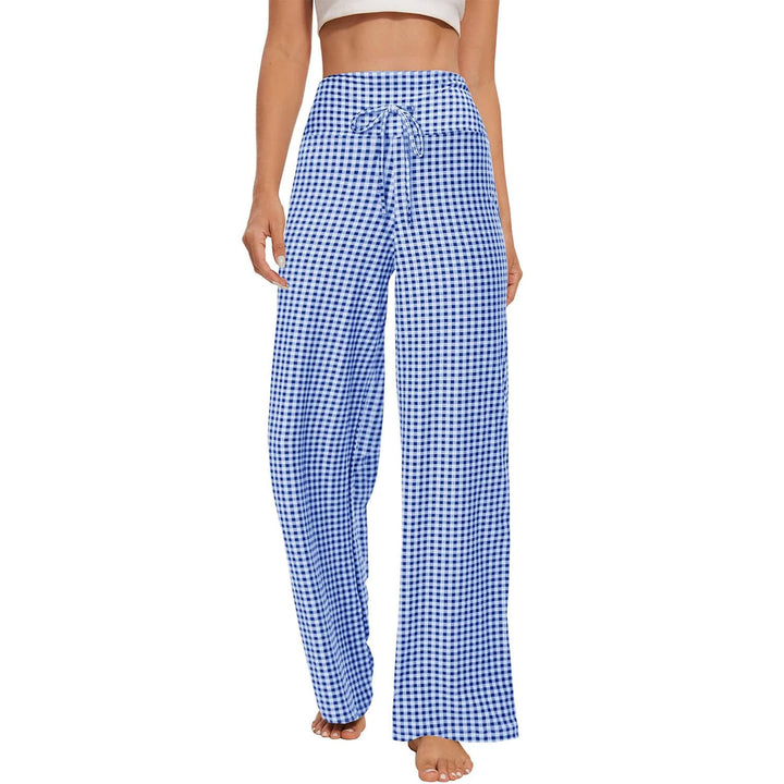 Pantalon de pyjama Olivenorma pour femme, doux et confortable - Plaid bleu en fibre de polyester en vrac - XXL - image 18