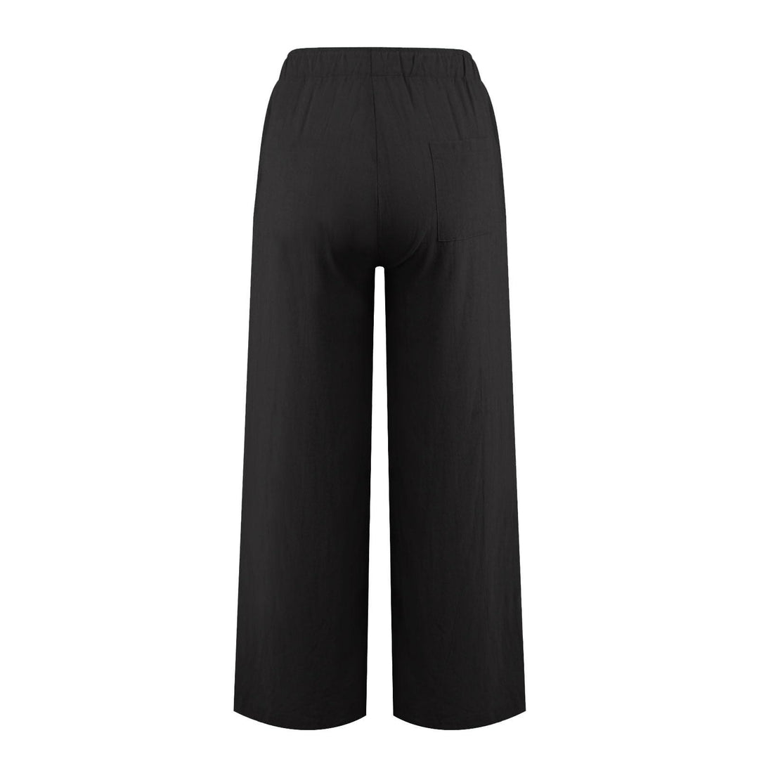 Pantalon large en coton et lin Olivenorma pour femme
