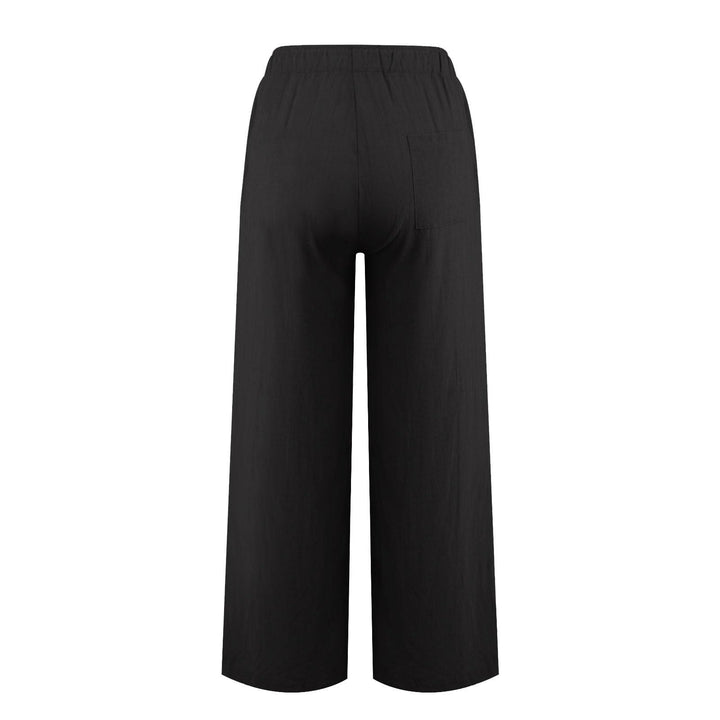 Pantalon large en coton et lin Olivenorma pour femme