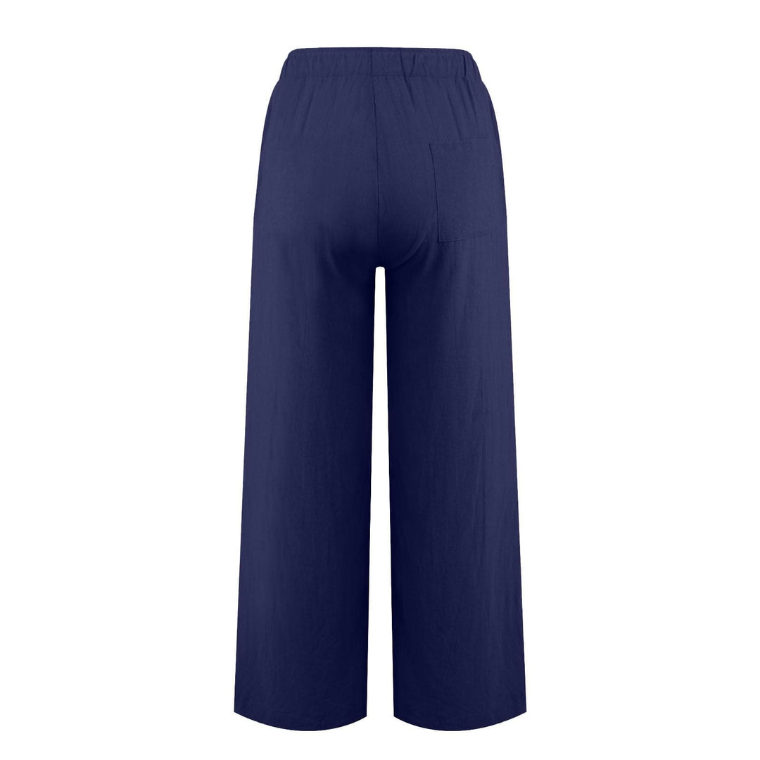 Pantalon large en coton et lin Olivenorma pour femme