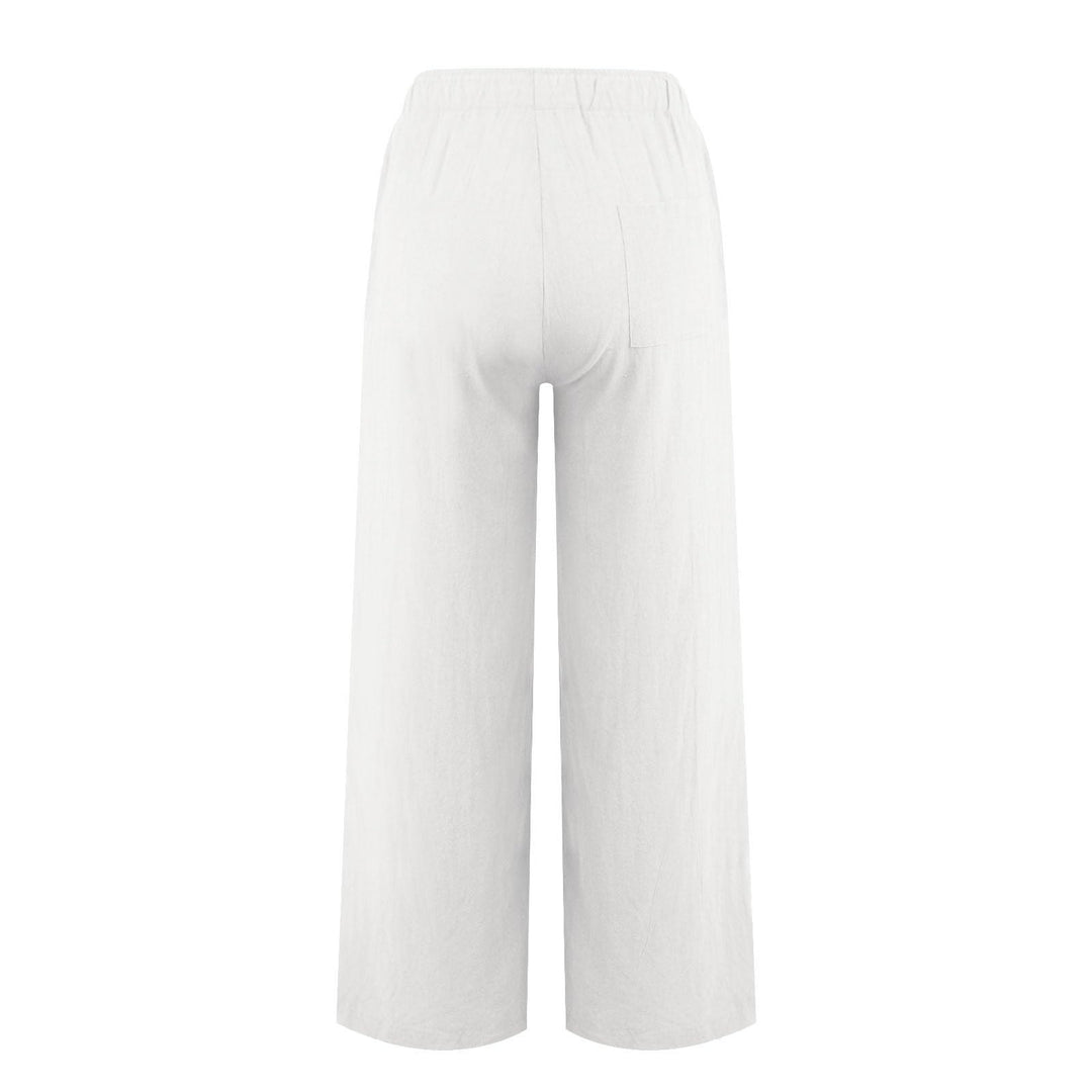 Pantalon large en coton et lin Olivenorma pour femme