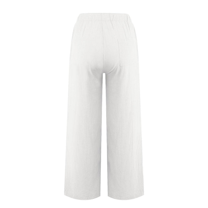 Pantalon large en coton et lin Olivenorma pour femme