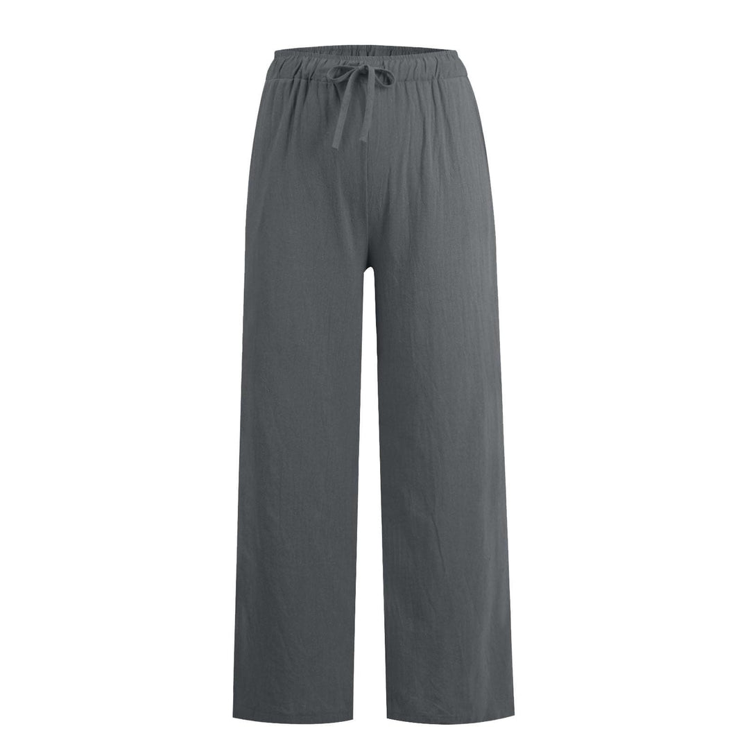 Pantalon large en coton et lin Olivenorma pour femme