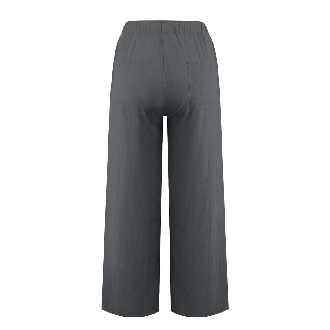 Pantalon large en coton et lin Olivenorma pour femme