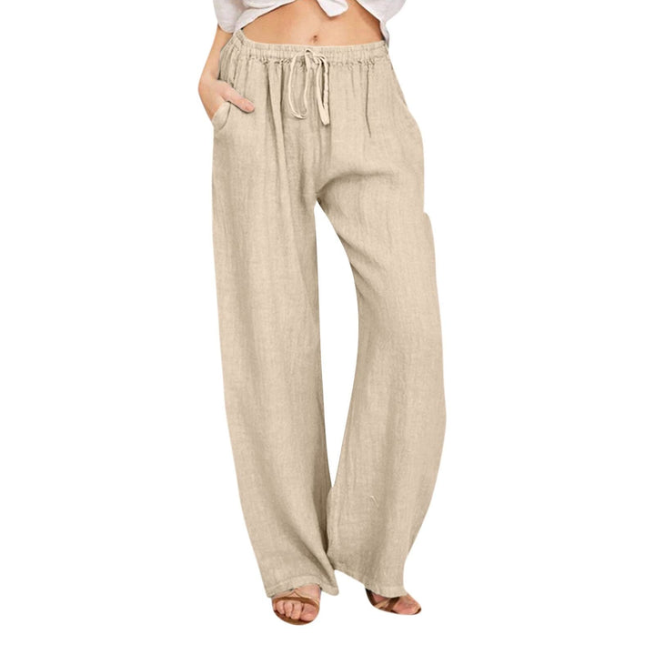 Pantalon large en coton et lin Olivenorma pour femme - Kaki - 3XL - image 28