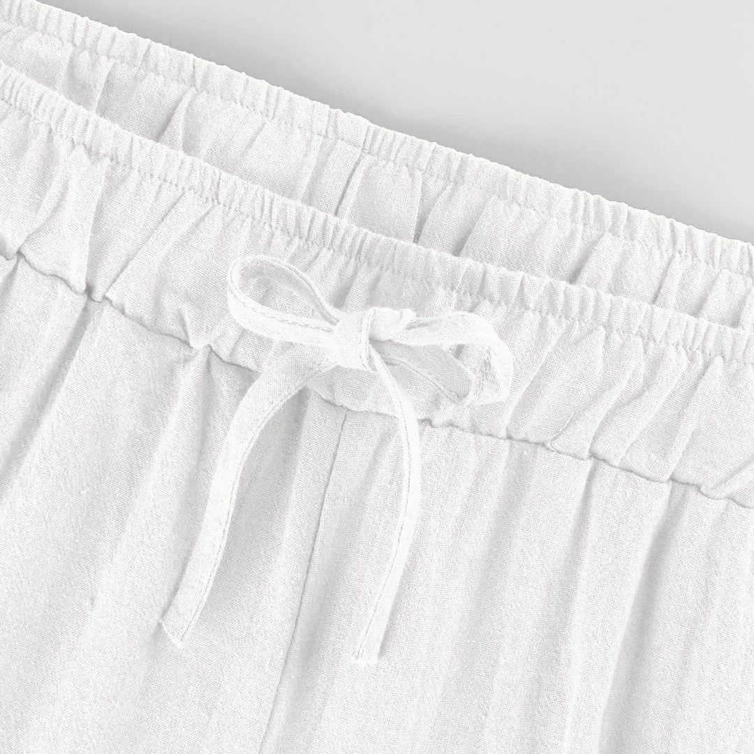 Pantalon large en coton et lin Olivenorma pour femme