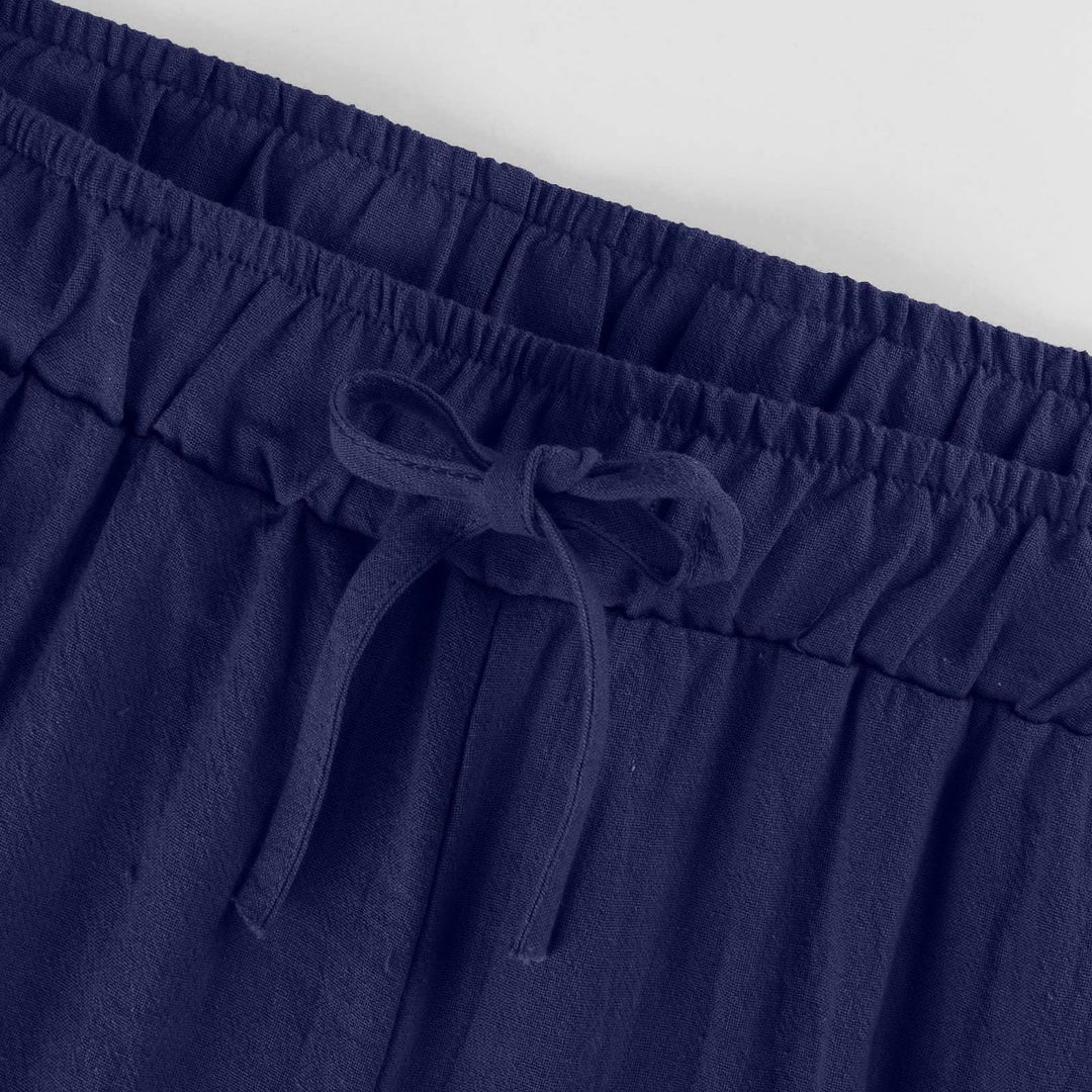 Pantalon large en coton et lin Olivenorma pour femme