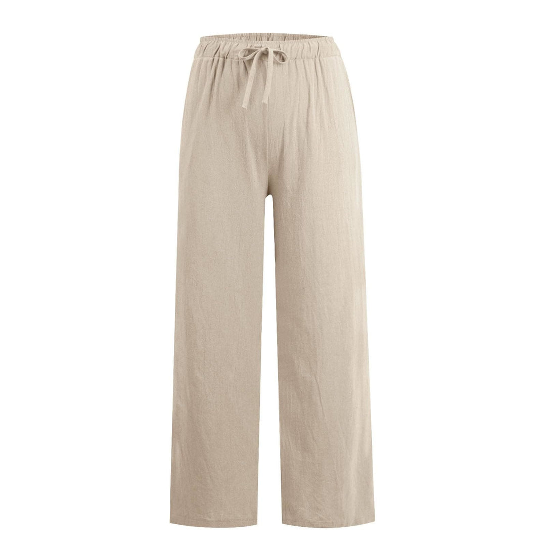 Pantalon large en coton et lin Olivenorma pour femme