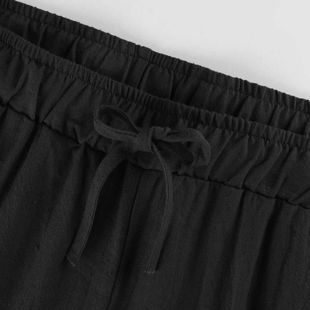 Pantalon large en coton et lin Olivenorma pour femme