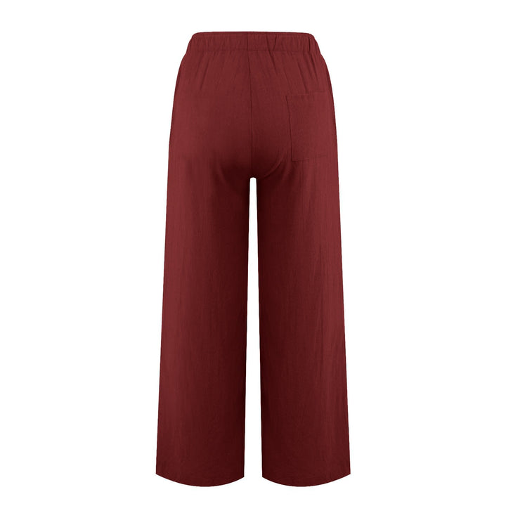 Pantalon large en coton et lin Olivenorma pour femme