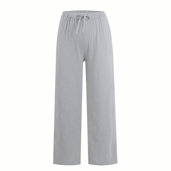 Pantalon large en coton et lin Olivenorma pour femme
