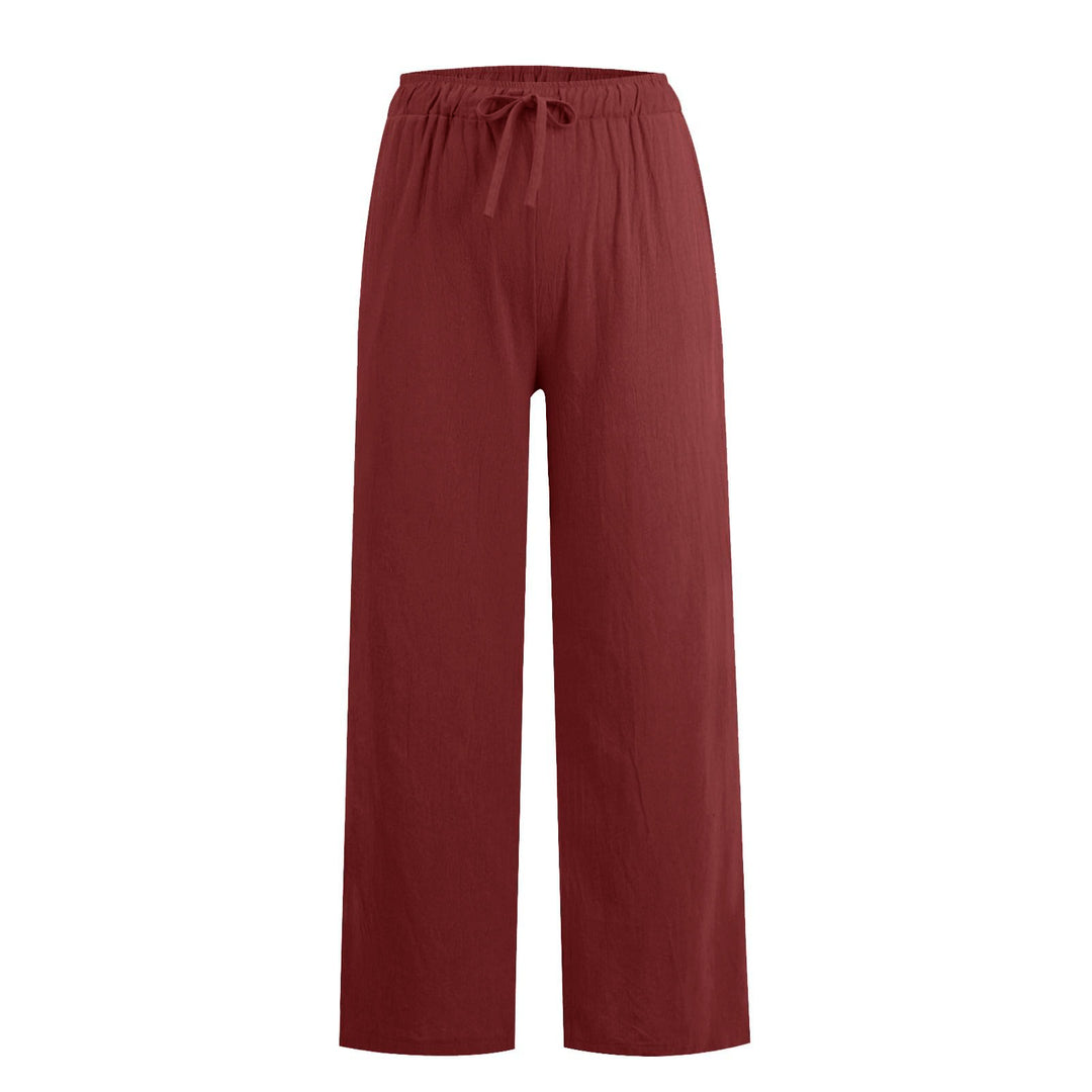 Pantalon large en coton et lin Olivenorma pour femme